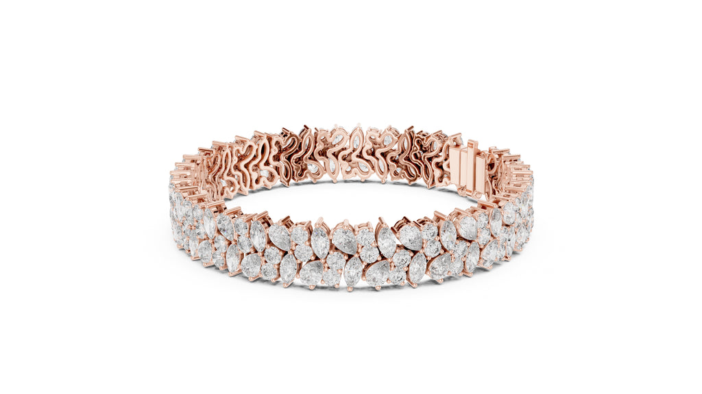 Crescendo Mixed-Cut Cluster Lab-Grown Tennis Bracelet Rose Gold