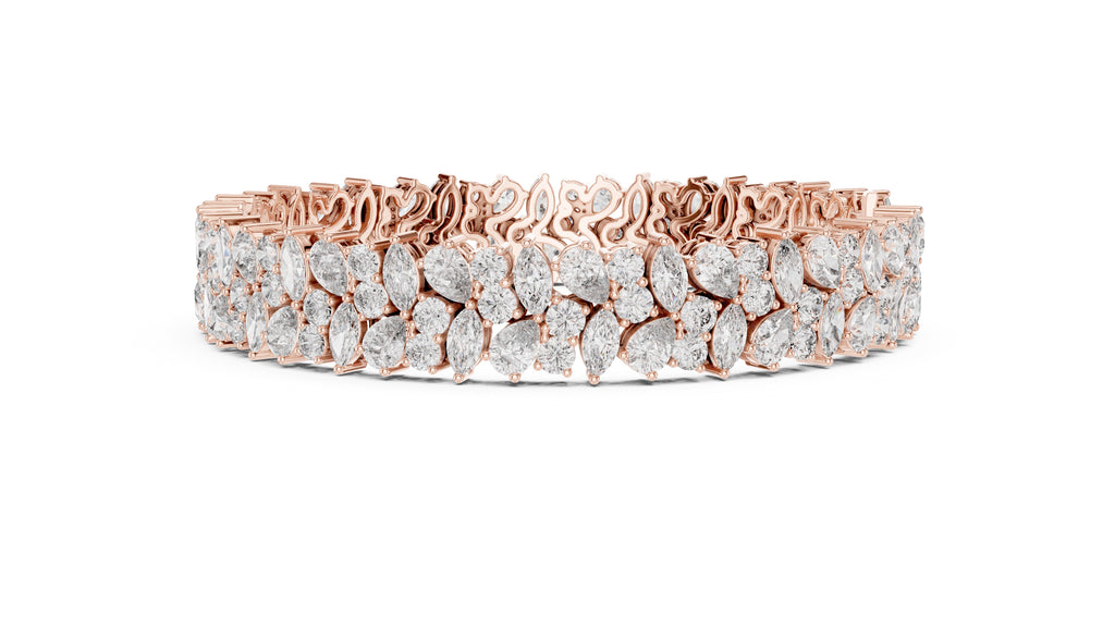 Crescendo Mixed-Cut Cluster Lab-Grown Tennis Bracelet Rose Gold