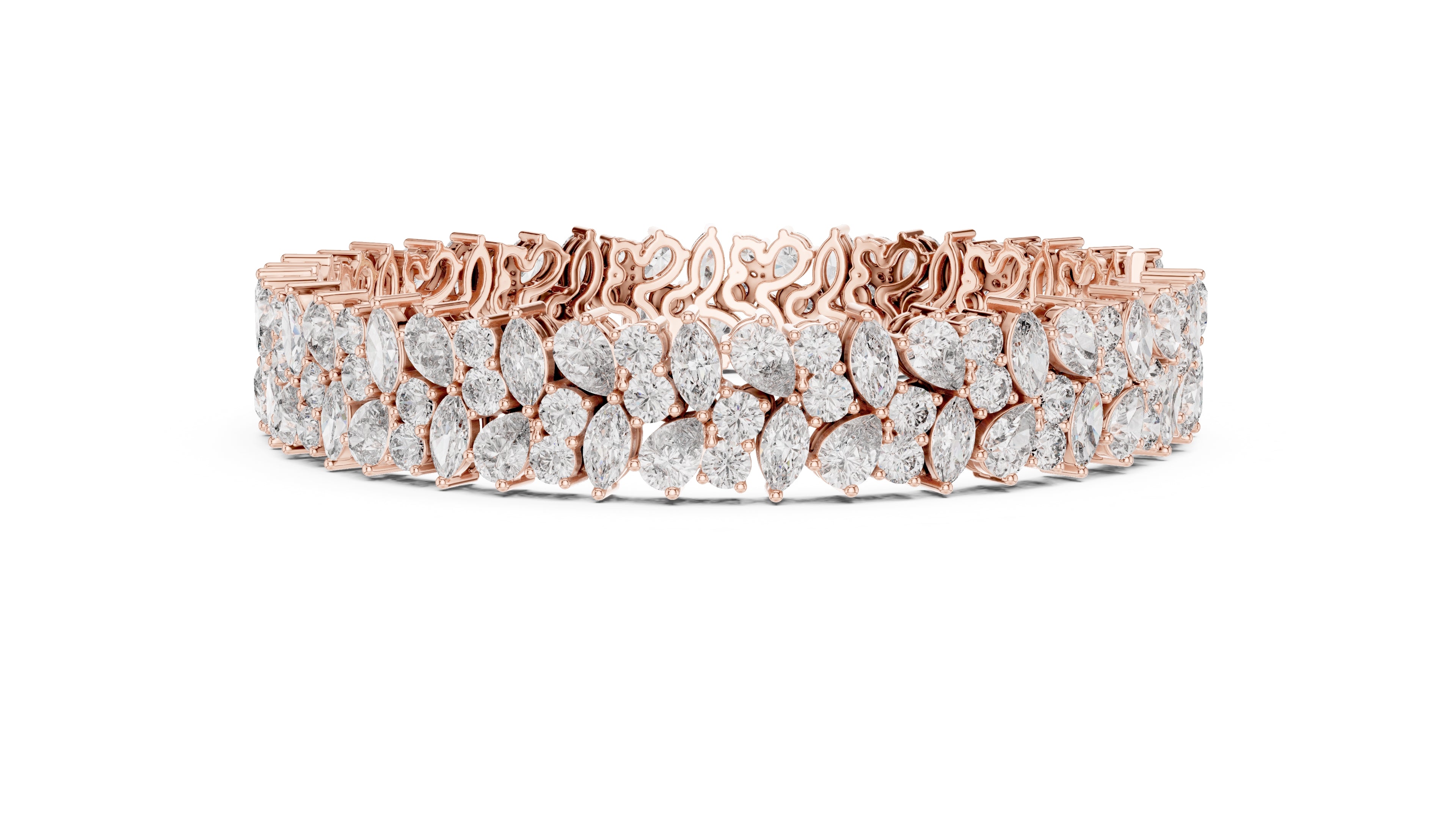 Crescendo Mixed-Cut Cluster Lab-Grown Tennis Bracelet Rose Gold