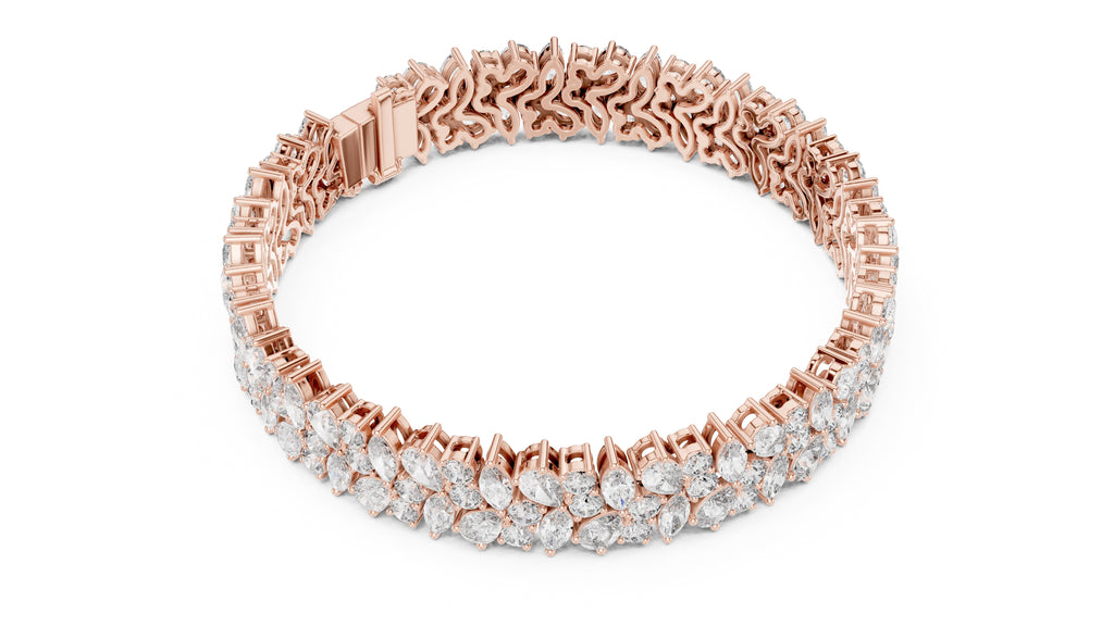 Crescendo Mixed-Cut Cluster Lab-Grown Tennis Bracelet Rose Gold