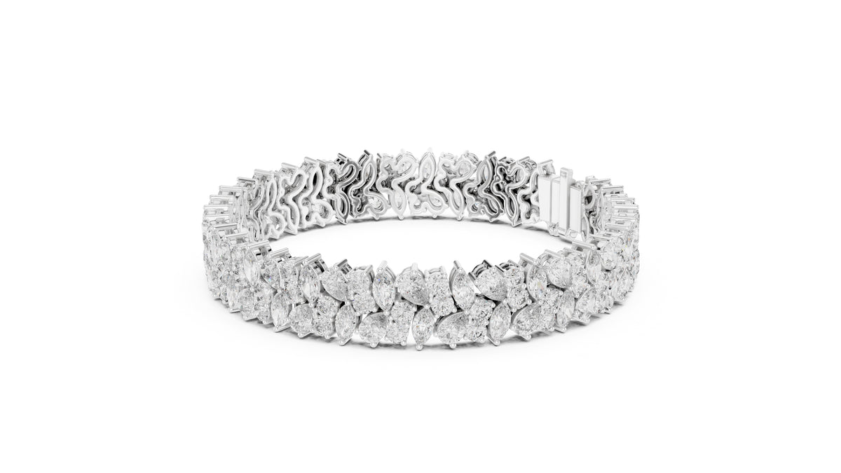 Crescendo Mixed-Cut Cluster Lab-Grown Tennis Bracelet White Gold
