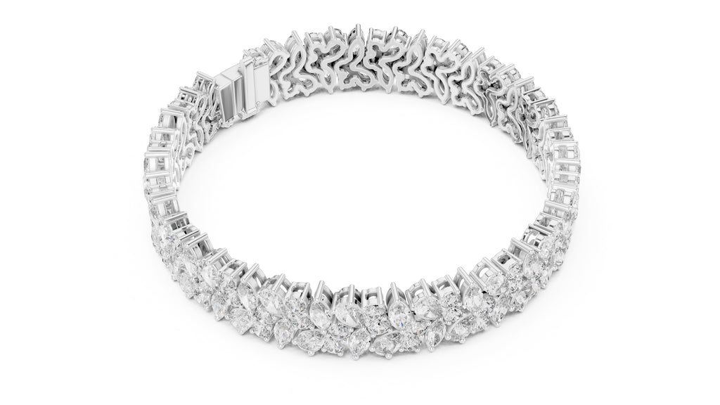 Crescendo Mixed-Cut Cluster Lab-Grown Tennis Bracelet White Gold