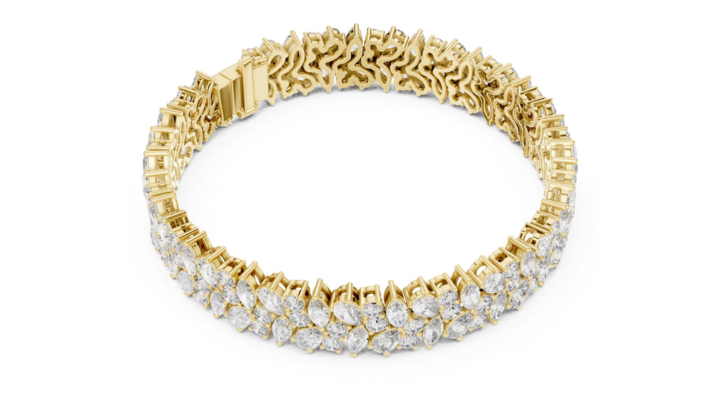 Crescendo Mixed-Cut Cluster Lab-Grown Tennis Bracelet Yellow Gold