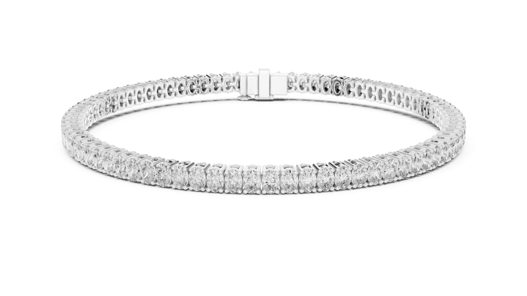 Infinite Oval-Link Lab-Grown Tennis Bracelet White Gold