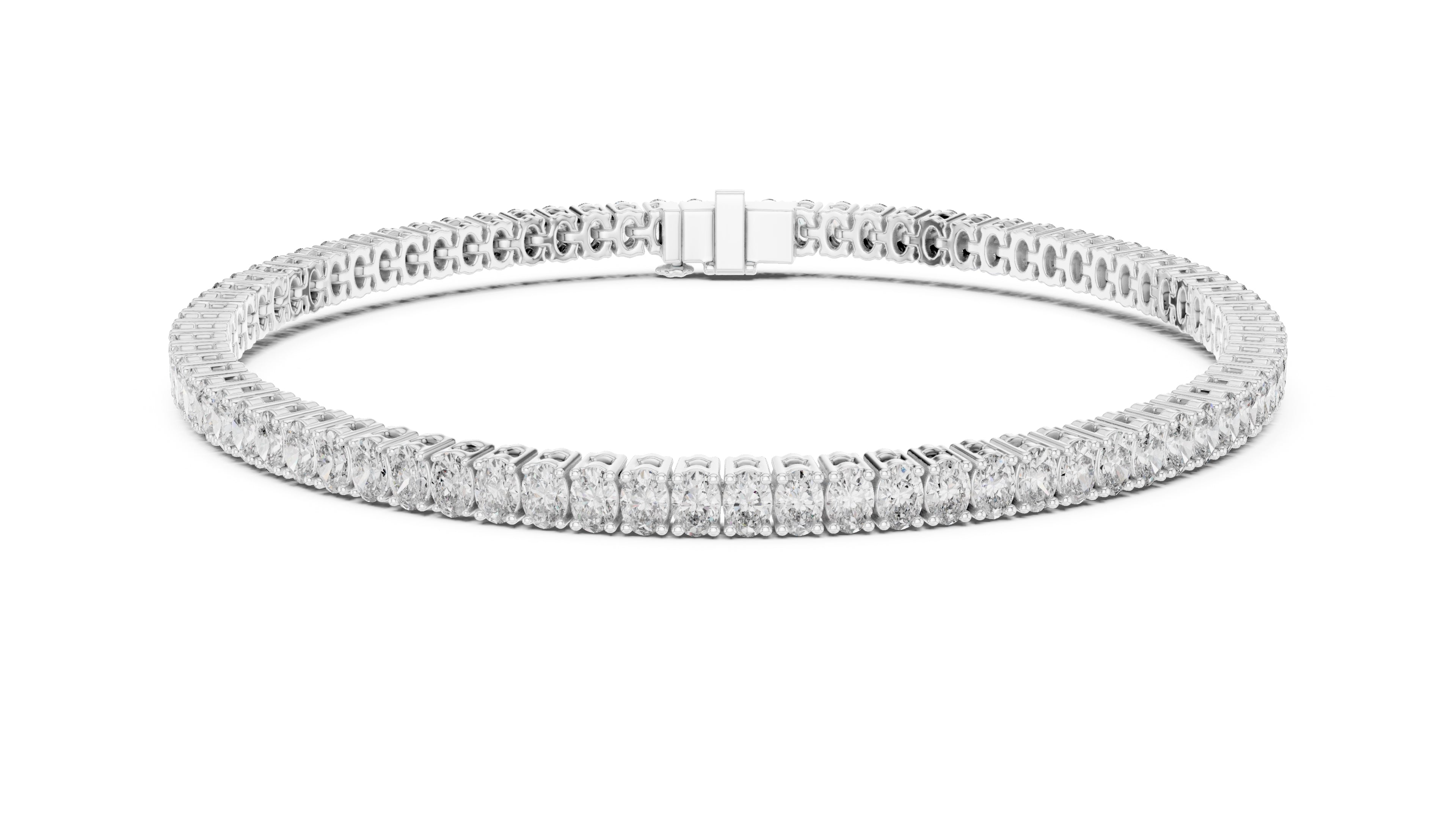Infinite Oval-Link Lab-Grown Tennis Bracelet White Gold
