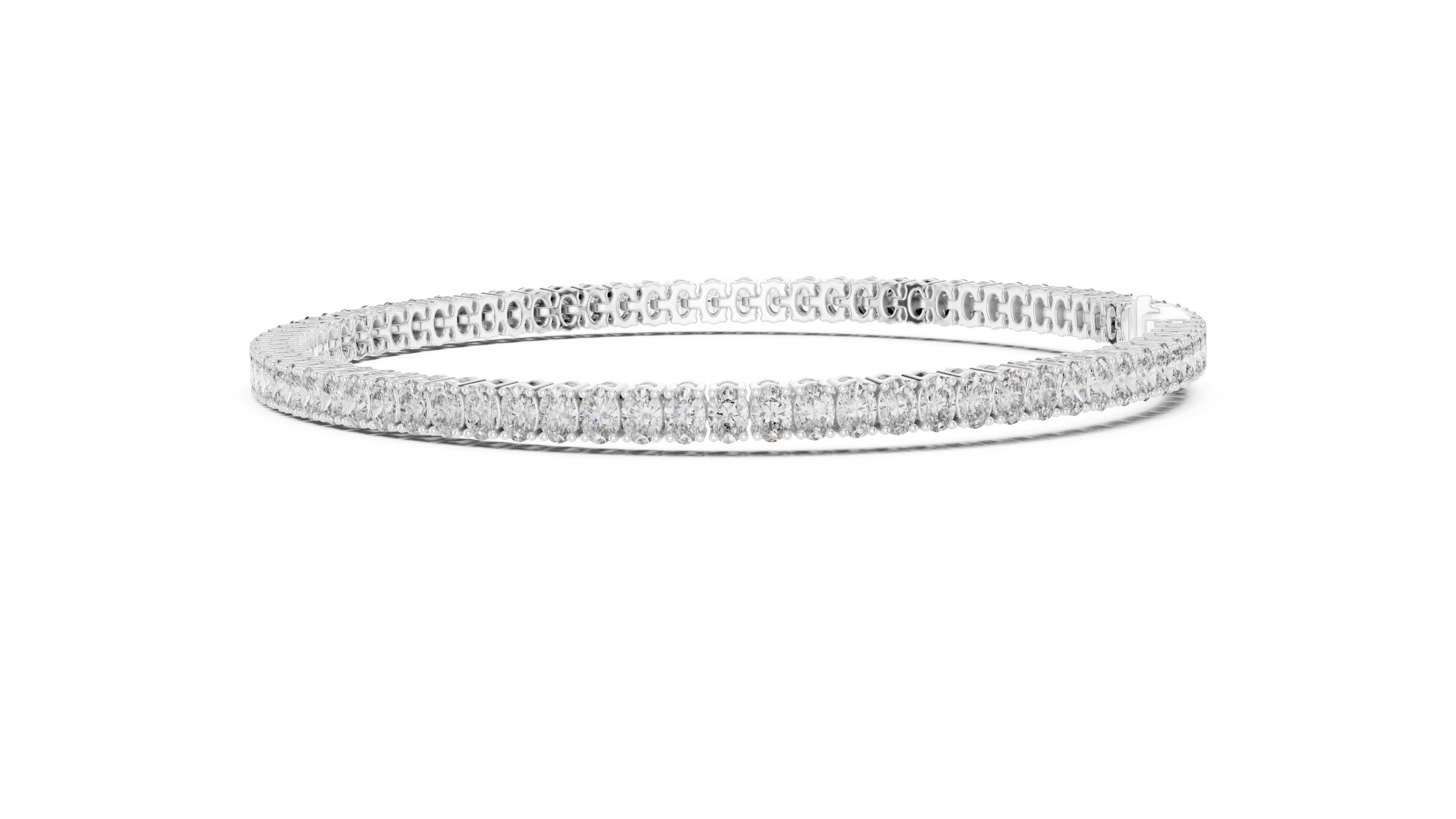 Infinite Oval-Link Lab-Grown Tennis Bracelet White Gold