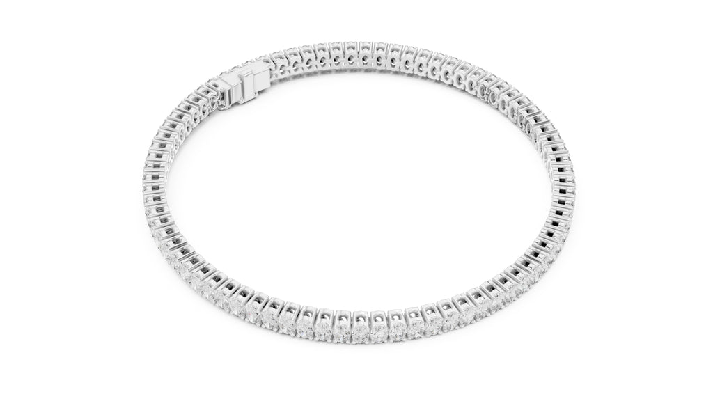 Infinite Oval-Link Lab-Grown Tennis Bracelet White Gold