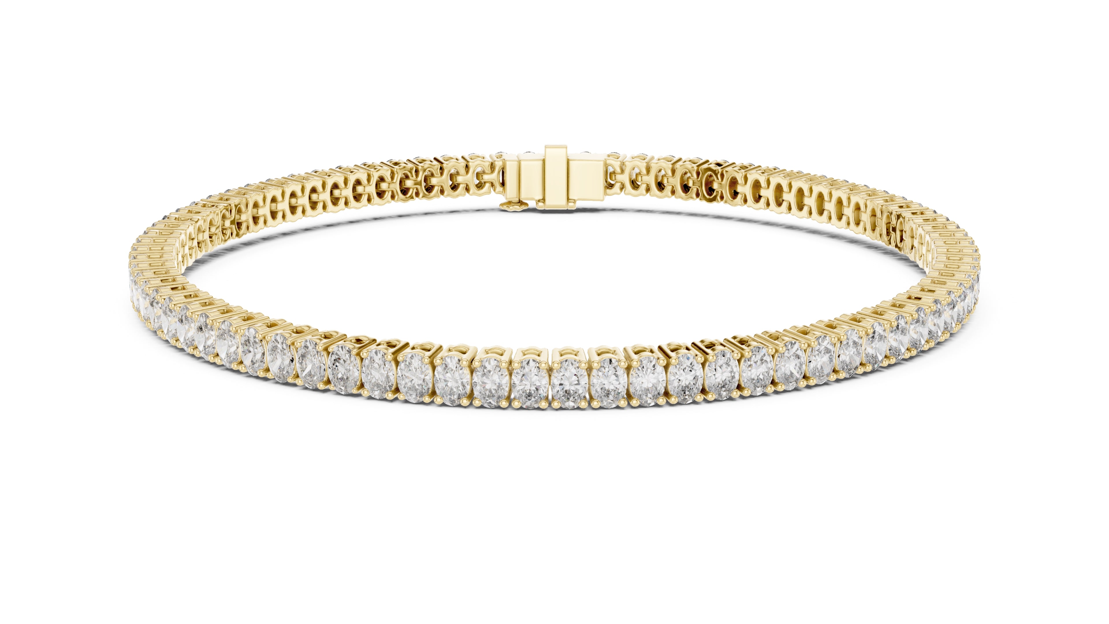 Infinite Oval-Link Lab-Grown Tennis Bracelet Yellow Gold