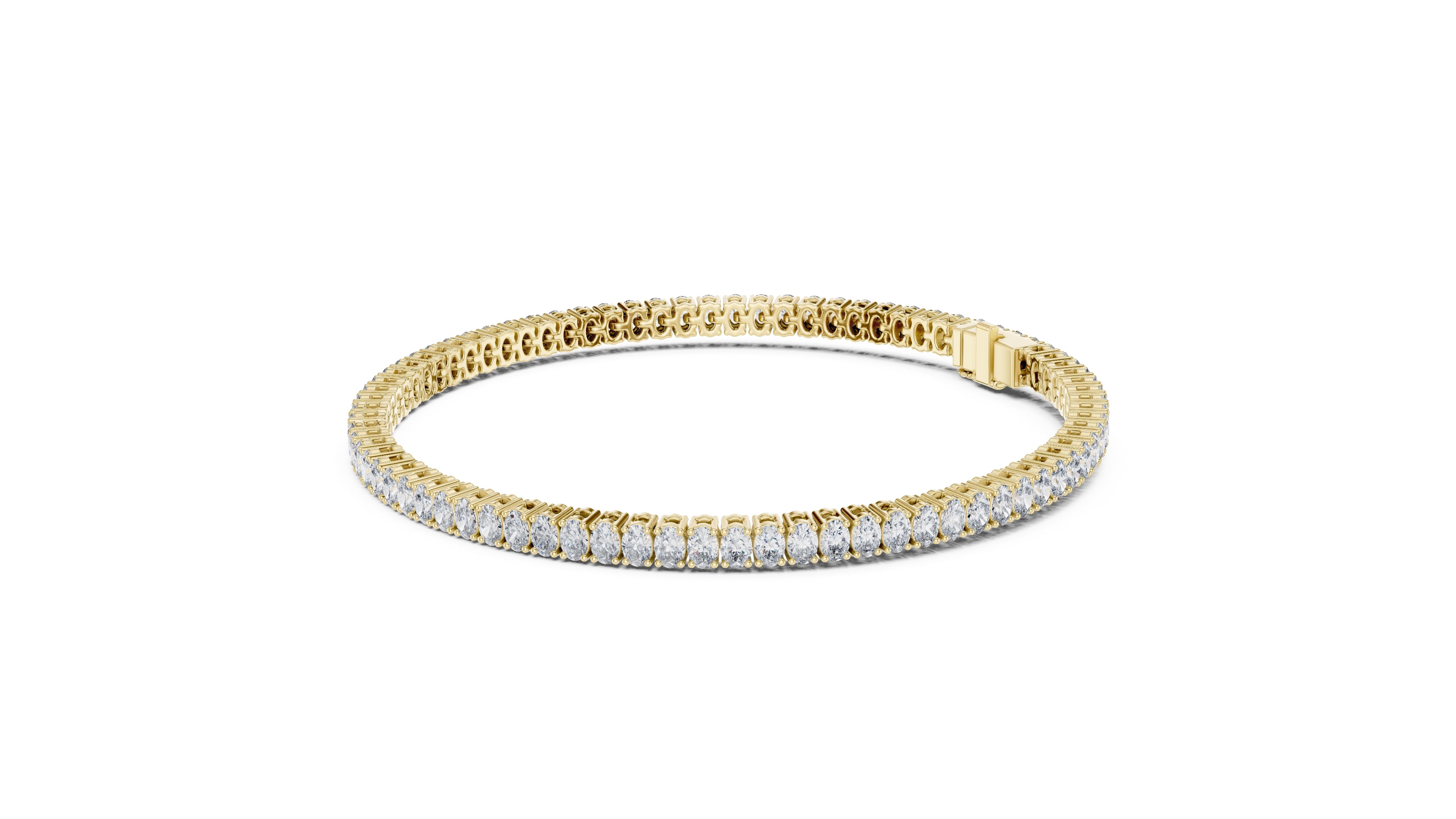 Infinite Oval-Link Lab-Grown Tennis Bracelet Yellow Gold
