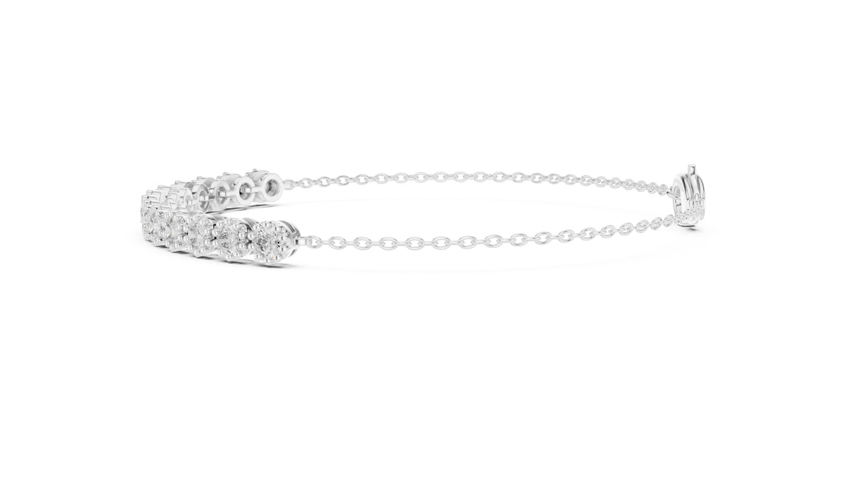 Milgrain Halo Station Lab-Grown Tennis Bracelet White Gold