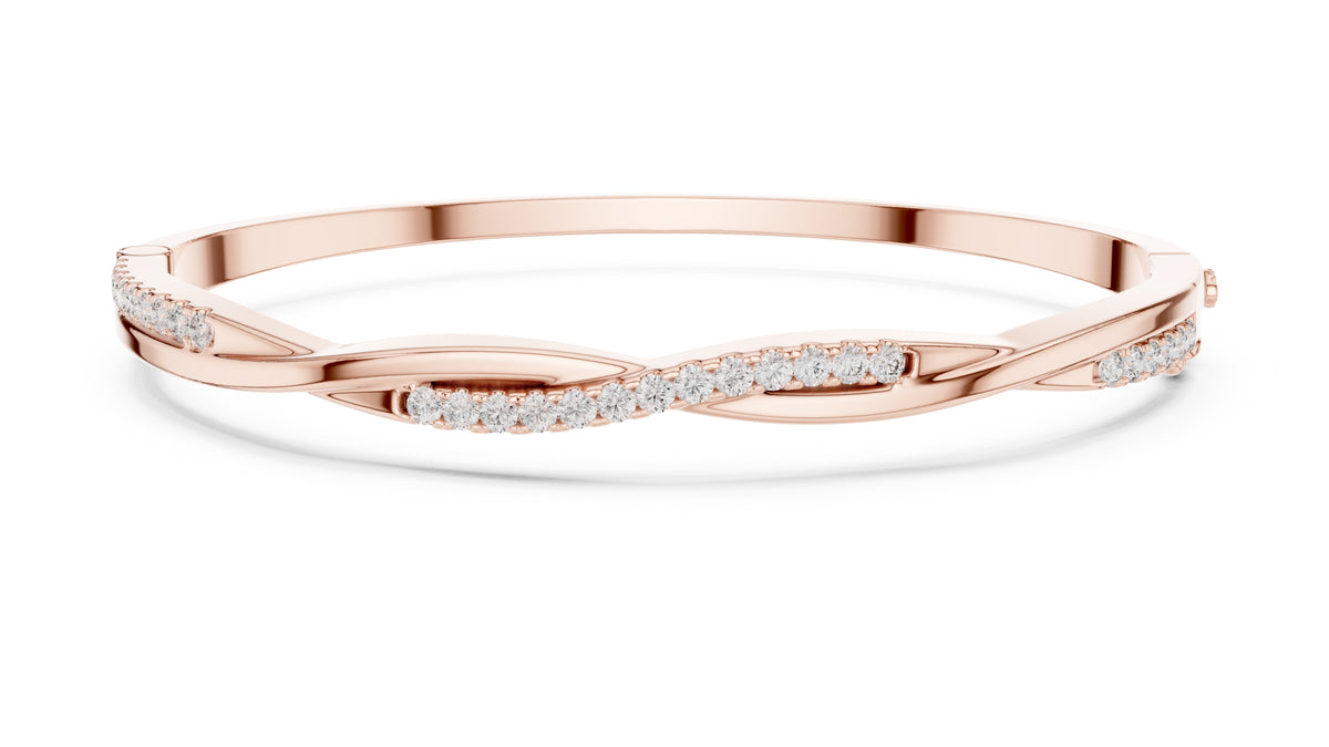 Twisted Bypass Pavé Lab-Grown Diamond Bangle Rose Gold