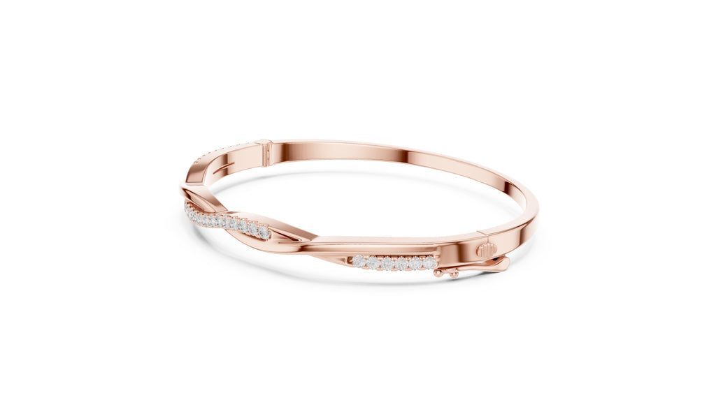 Twisted Bypass Pavé Lab-Grown Diamond Bangle Rose Gold