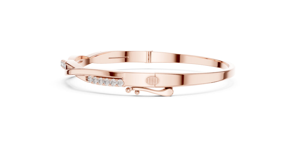 Twisted Bypass Pavé Lab-Grown Diamond Bangle Rose Gold