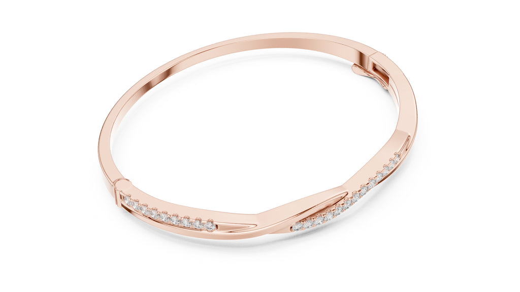 Twisted Bypass Pavé Lab-Grown Diamond Bangle Rose Gold
