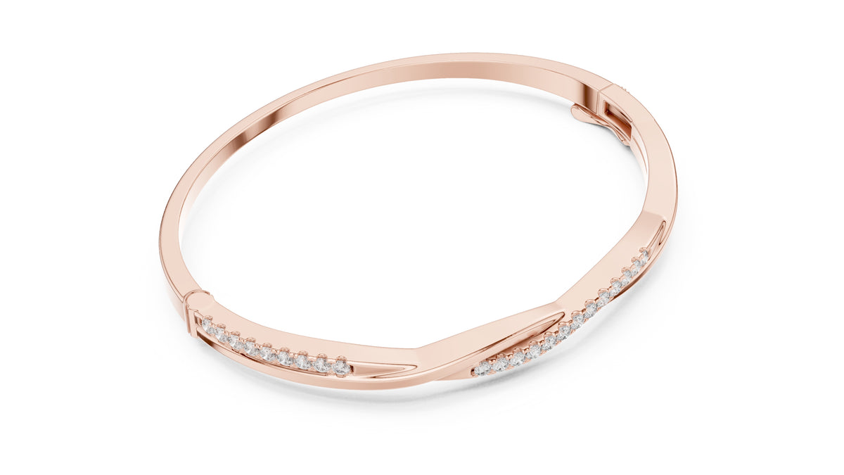 Twisted Bypass Pavé Lab-Grown Diamond Bangle Rose Gold