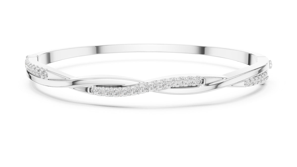 Twisted Bypass Pavé Lab-Grown Diamond Bangle White Gold