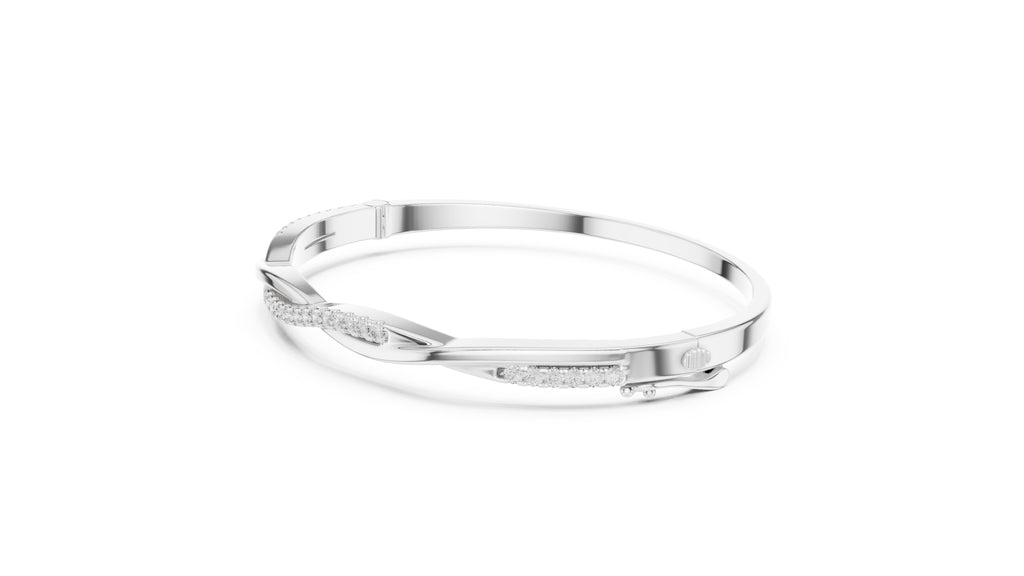Twisted Bypass Pavé Lab-Grown Diamond Bangle White Gold