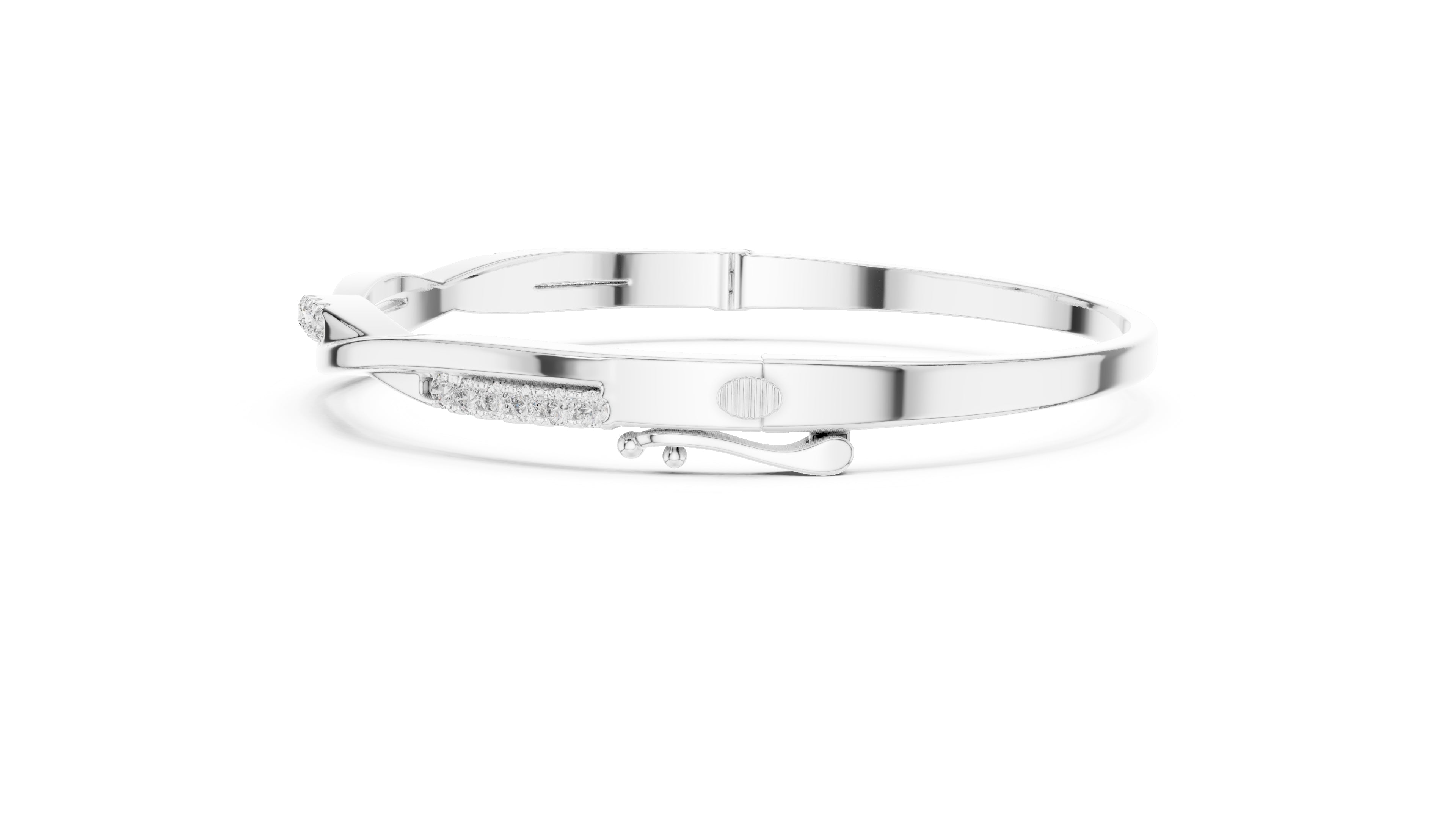 Twisted Bypass Pavé Lab-Grown Diamond Bangle White Gold