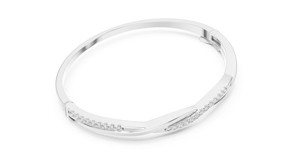 Twisted Bypass Pavé Lab-Grown Diamond Bangle White Gold