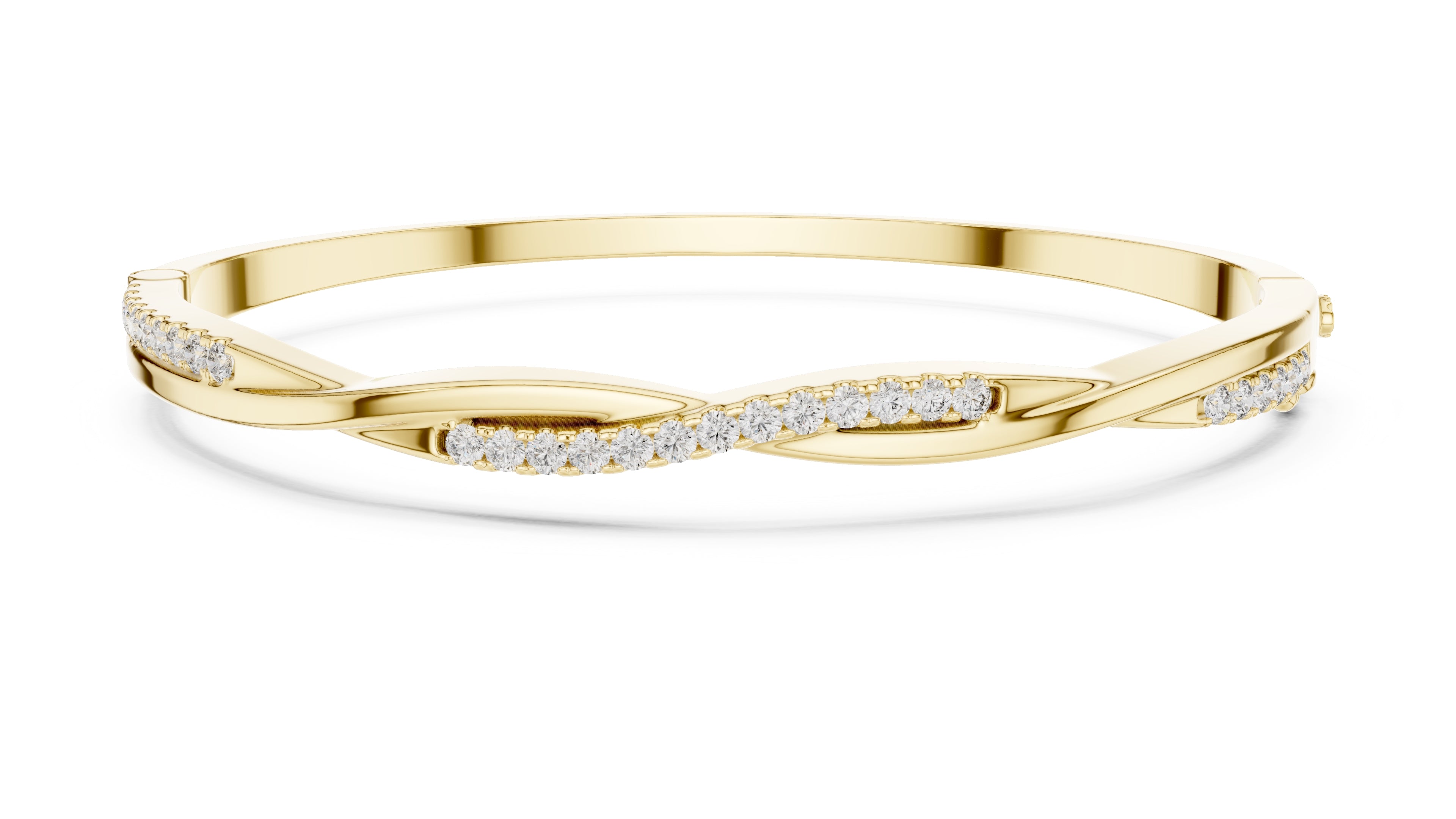 Twisted Bypass Pavé Lab-Grown Diamond Bangle Yellow Gold