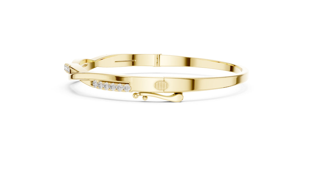 Twisted Bypass Pavé Lab-Grown Diamond Bangle Yellow Gold
