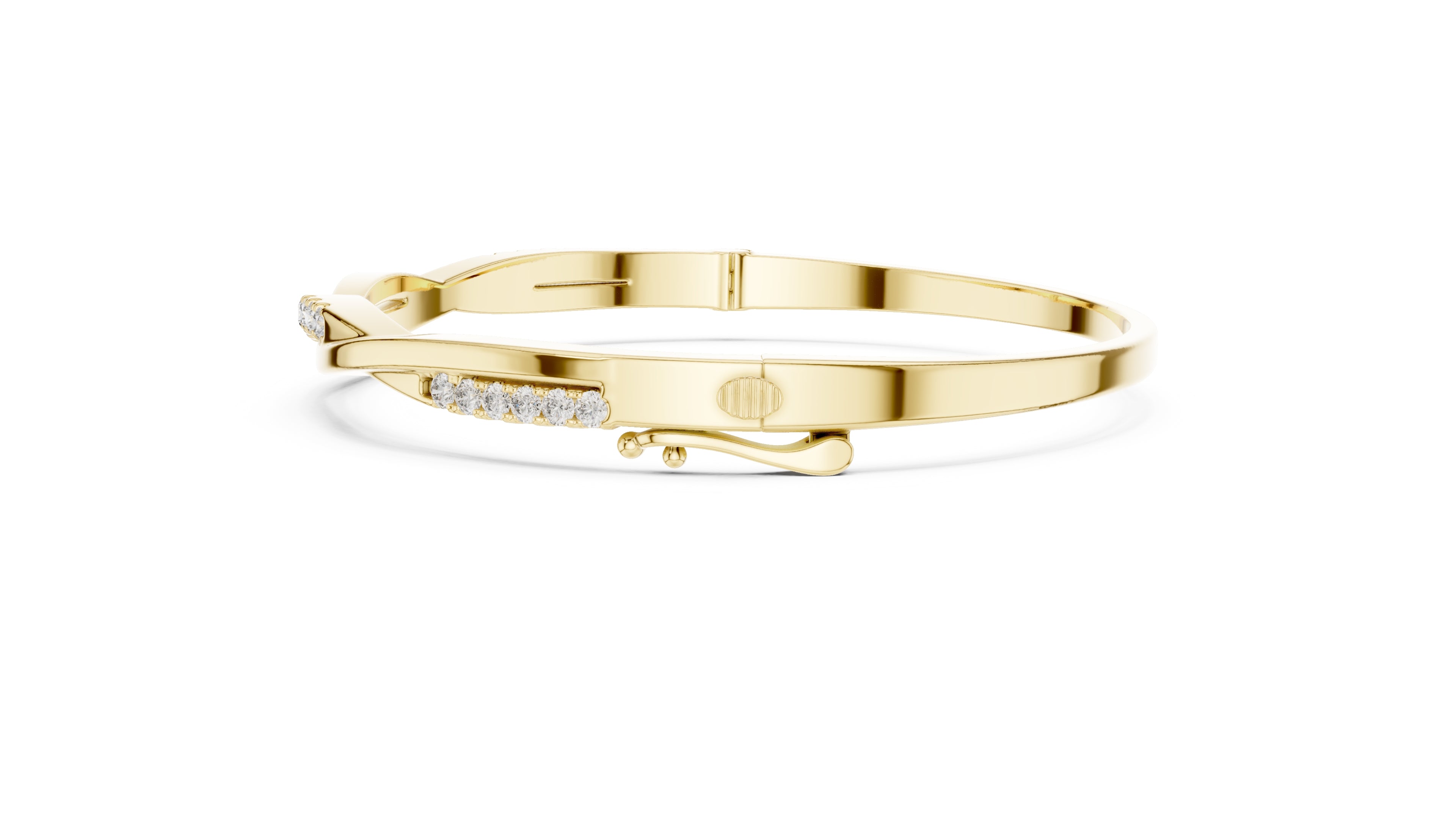 Twisted Bypass Pavé Lab-Grown Diamond Bangle Yellow Gold
