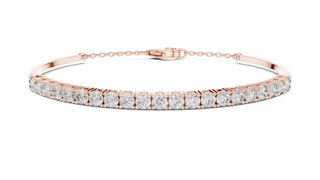 Half-Diamond Safety-Chain Bangle Rose Gold