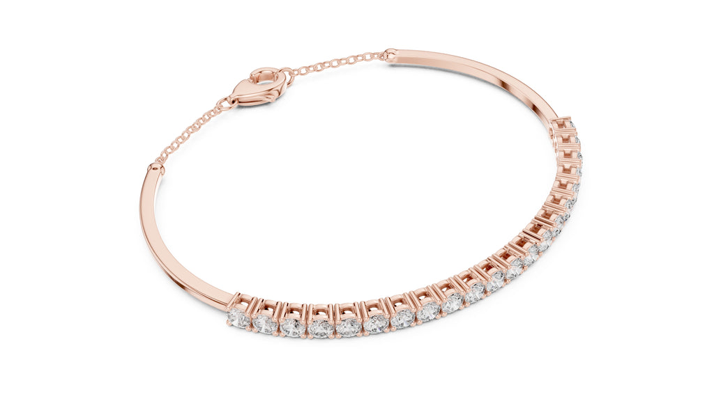 Half-Diamond Safety-Chain Bangle Rose Gold