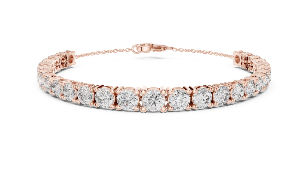 Cushion-Cut Prong-Set Lab-Grown Tennis Bracelet Rose Gold