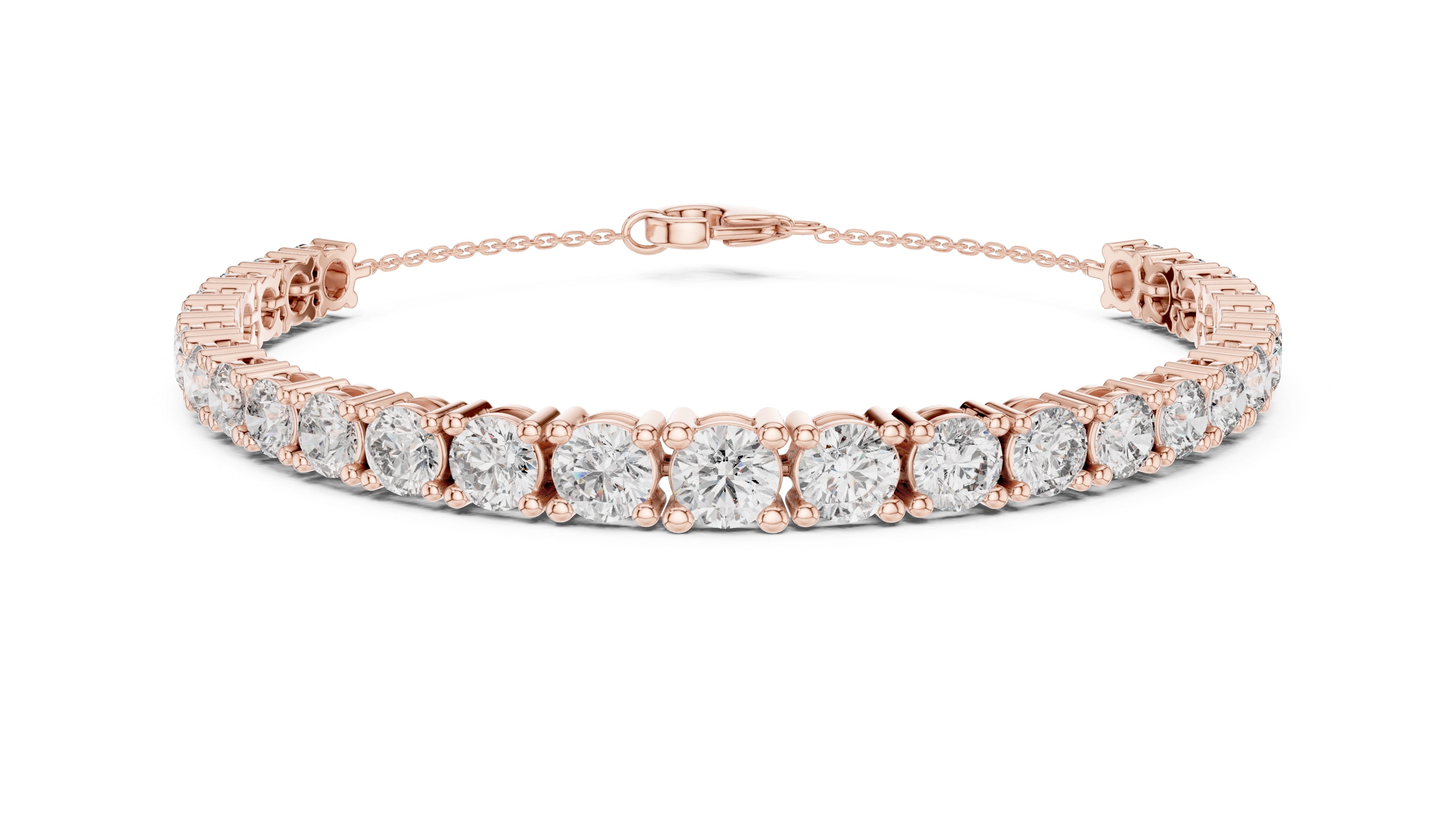 Cushion-Cut Prong-Set Lab-Grown Tennis Bracelet Rose Gold
