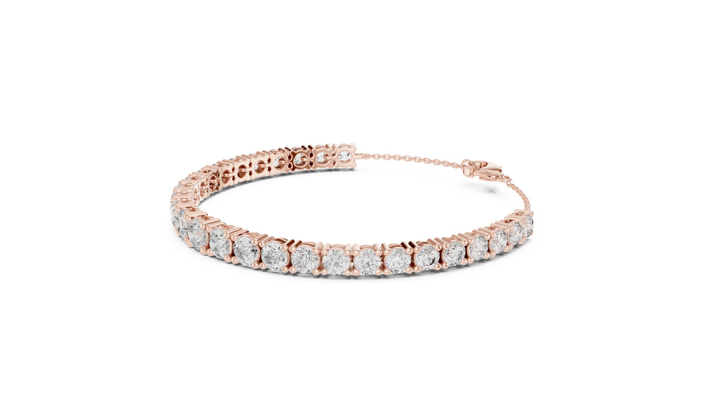 Cushion-Cut Prong-Set Lab-Grown Tennis Bracelet Rose Gold