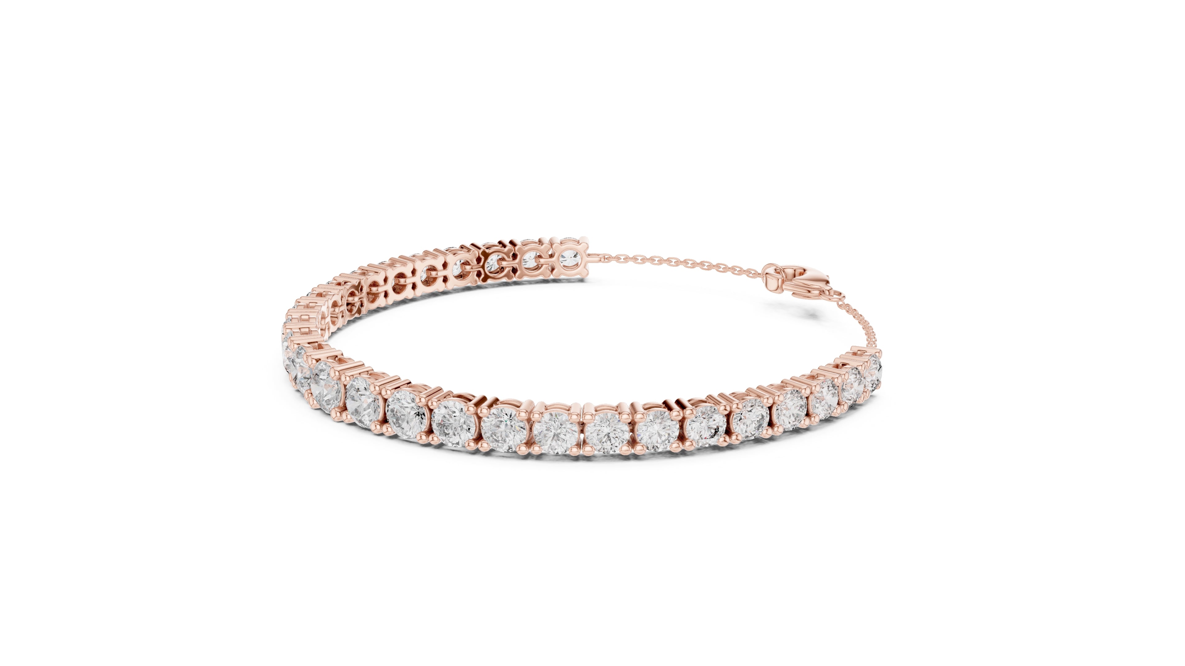 Cushion-Cut Prong-Set Lab-Grown Tennis Bracelet Rose Gold