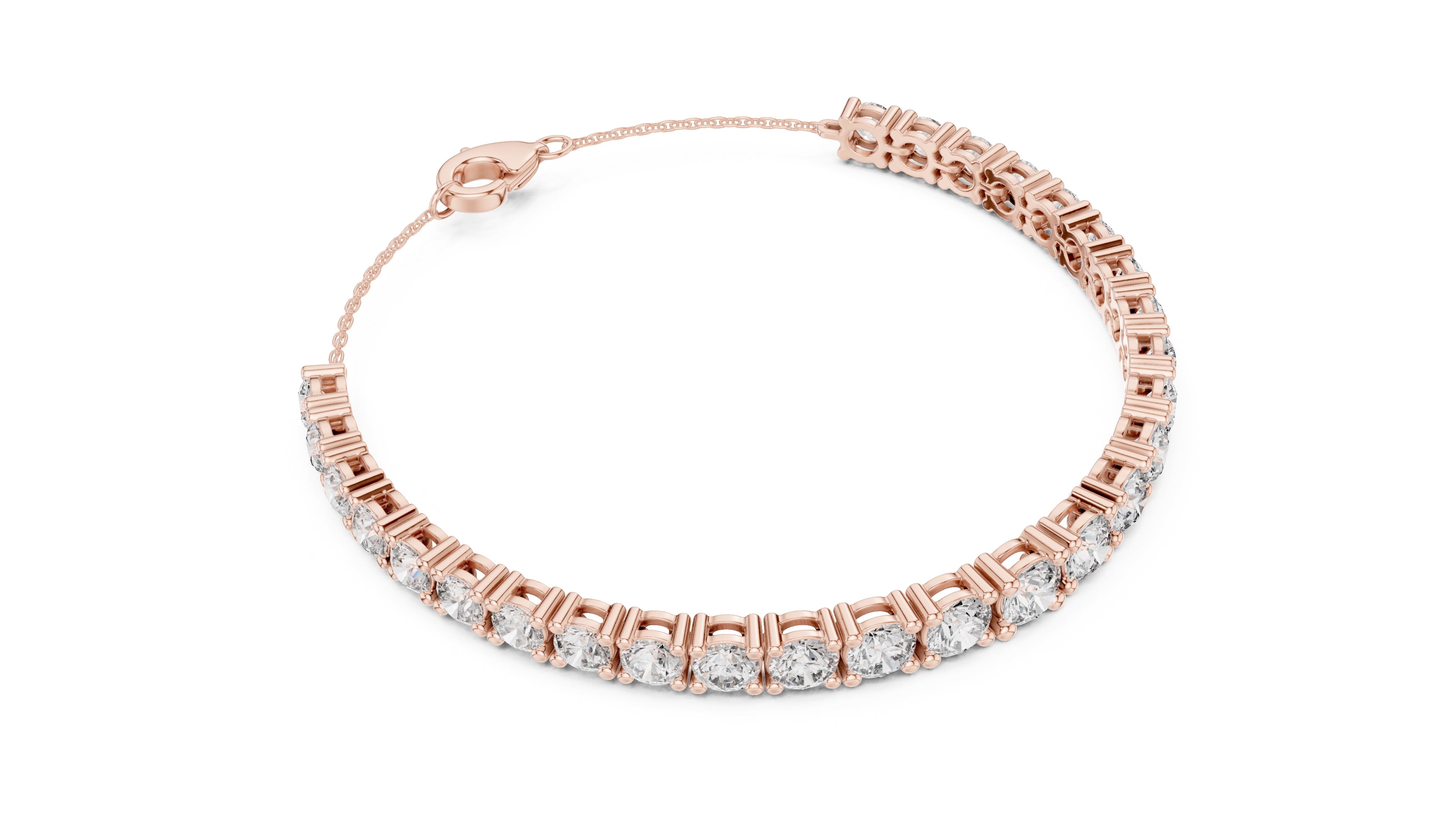 Cushion-Cut Prong-Set Lab-Grown Tennis Bracelet Rose Gold