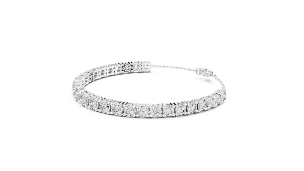 Cushion-Cut Prong-Set Lab-Grown Tennis Bracelet White Gold