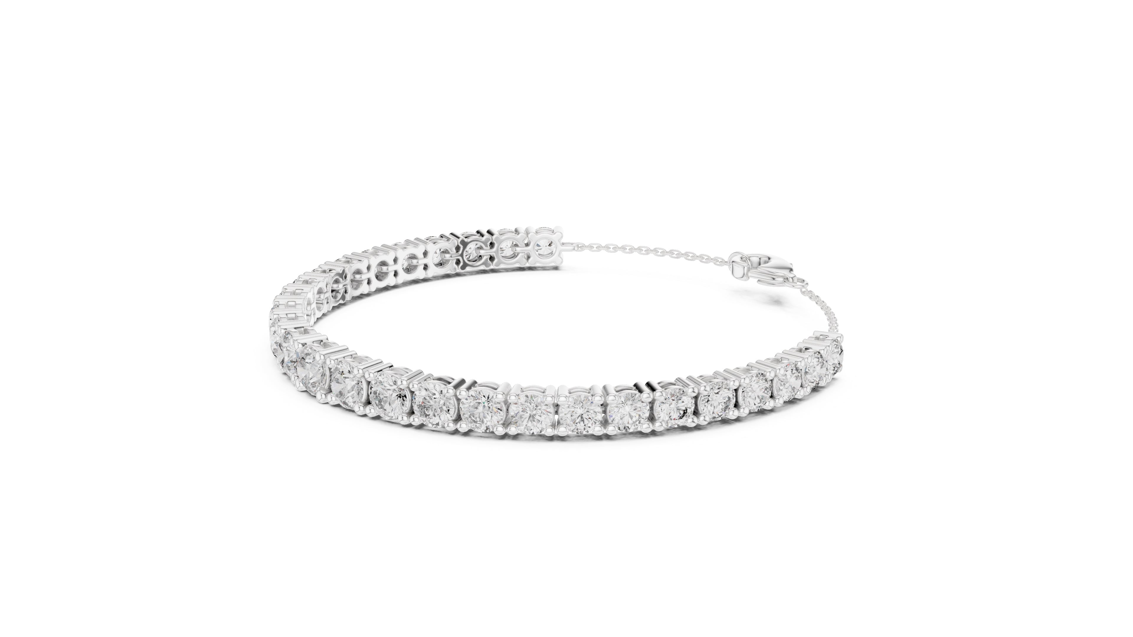 Cushion-Cut Prong-Set Lab-Grown Tennis Bracelet White Gold