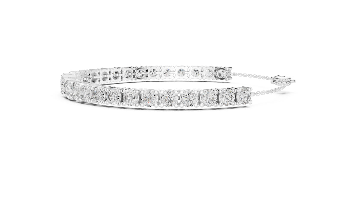 Cushion-Cut Prong-Set Lab-Grown Tennis Bracelet White Gold