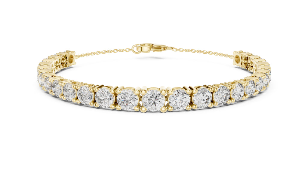 Cushion-Cut Prong-Set Lab-Grown Tennis Bracelet Yellow Gold