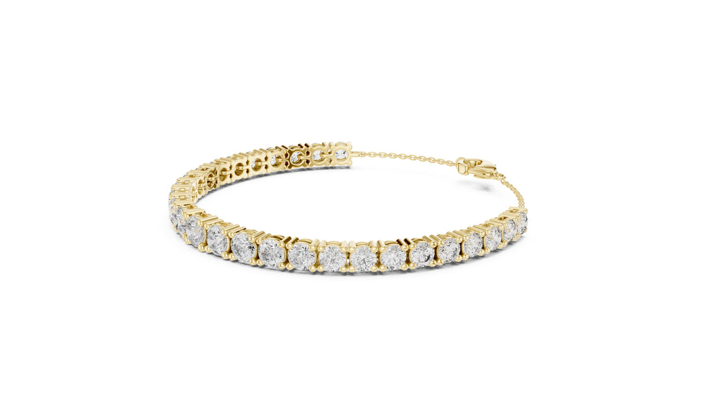 Cushion-Cut Prong-Set Lab-Grown Tennis Bracelet Yellow Gold
