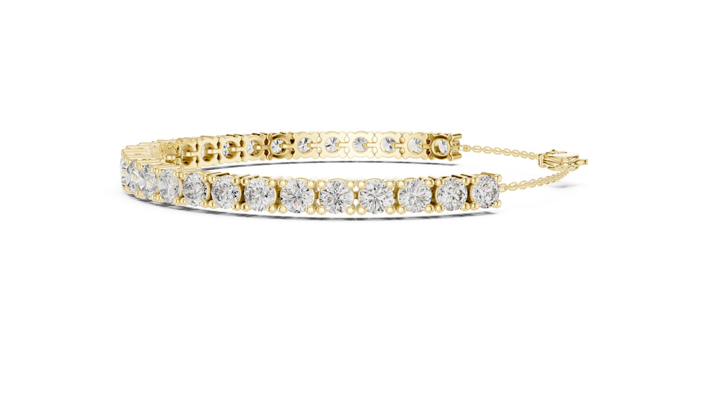 Cushion-Cut Prong-Set Lab-Grown Tennis Bracelet Yellow Gold