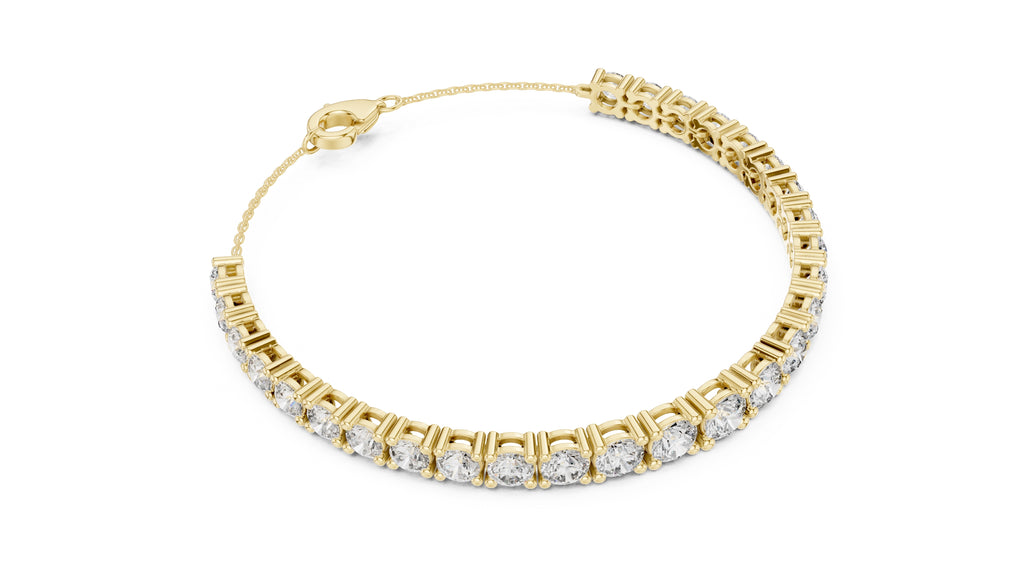 Cushion-Cut Prong-Set Lab-Grown Tennis Bracelet Yellow Gold