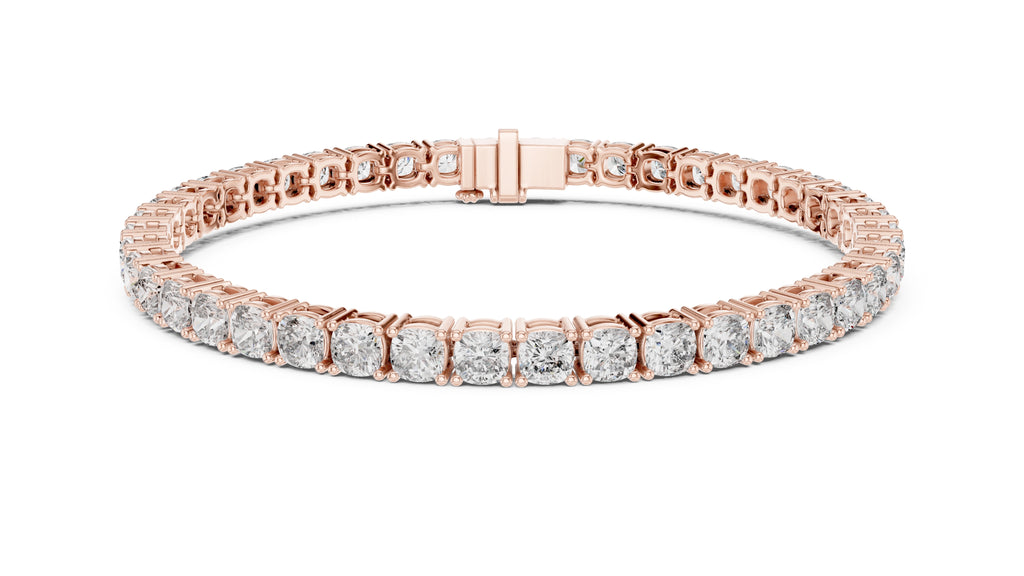 Cushion-Cut Lab-Grown Tennis Bracelet Rose Gold