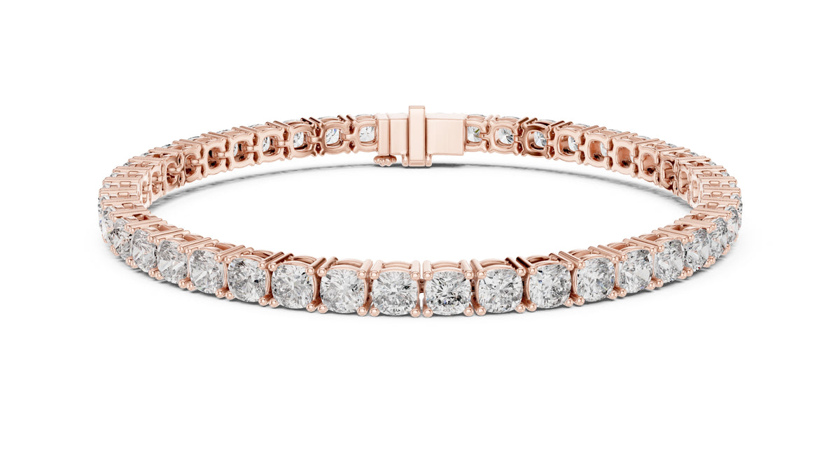Cushion-Cut Lab-Grown Tennis Bracelet Rose Gold