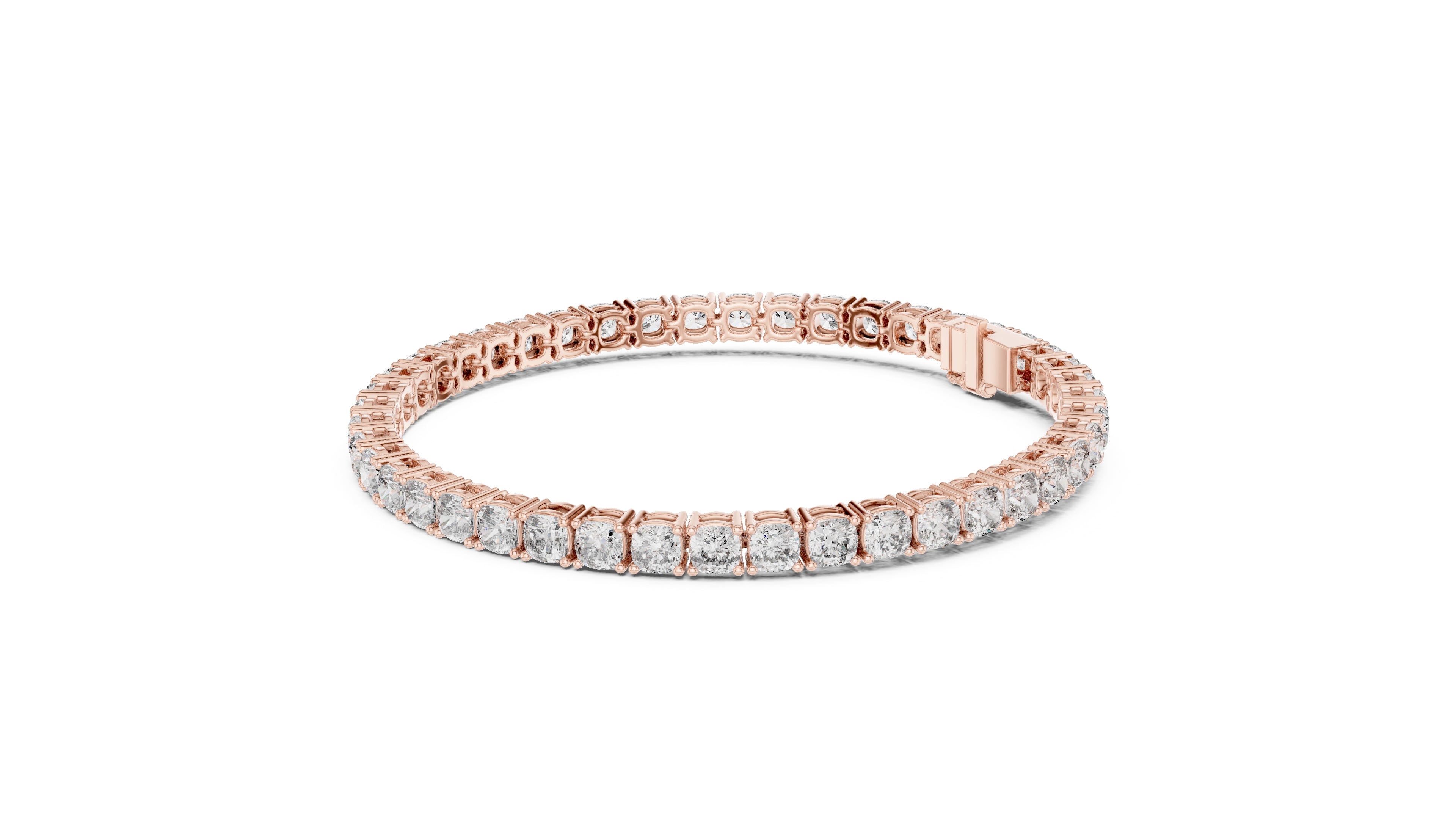 Cushion-Cut Lab-Grown Tennis Bracelet Rose Gold
