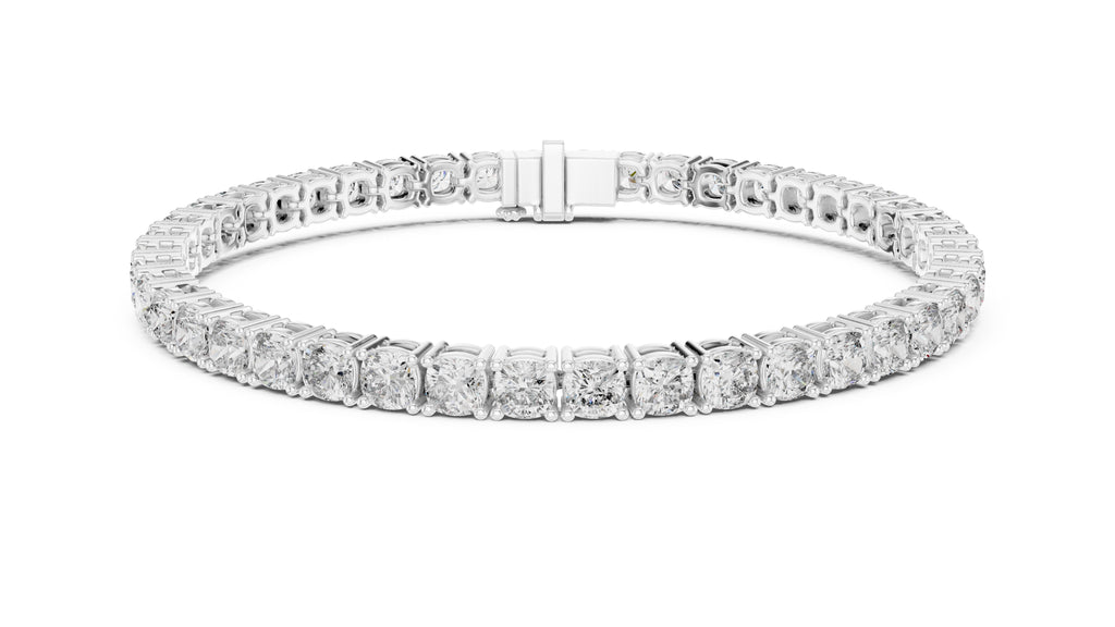 Cushion-Cut Lab-Grown Tennis Bracelet White Gold