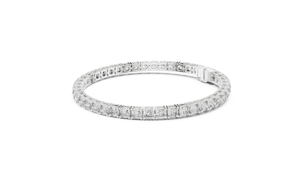 Cushion-Cut Lab-Grown Tennis Bracelet White Gold