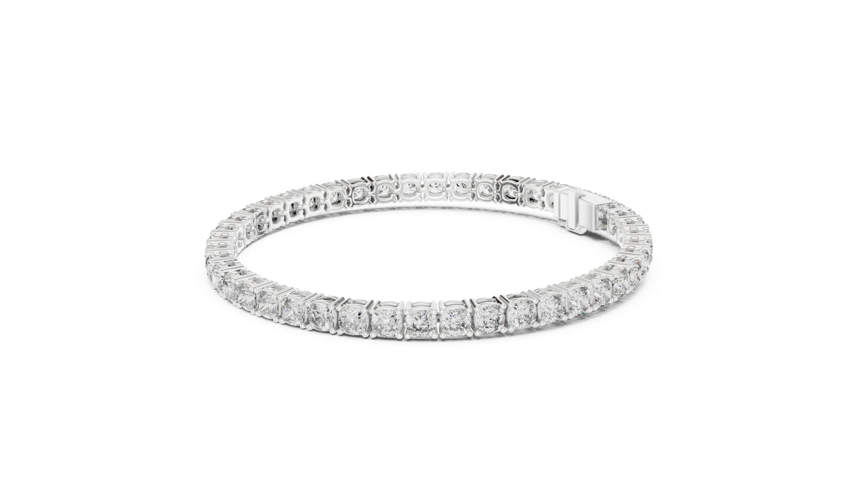 Cushion-Cut Lab-Grown Tennis Bracelet White Gold