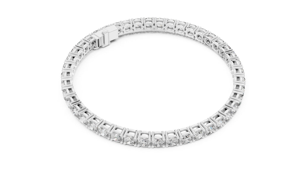 Cushion-Cut Lab-Grown Tennis Bracelet White Gold