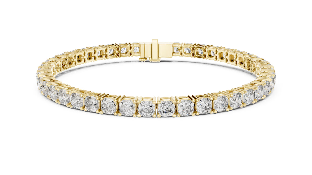 Cushion-Cut Lab-Grown Tennis Bracelet Yellow Gold