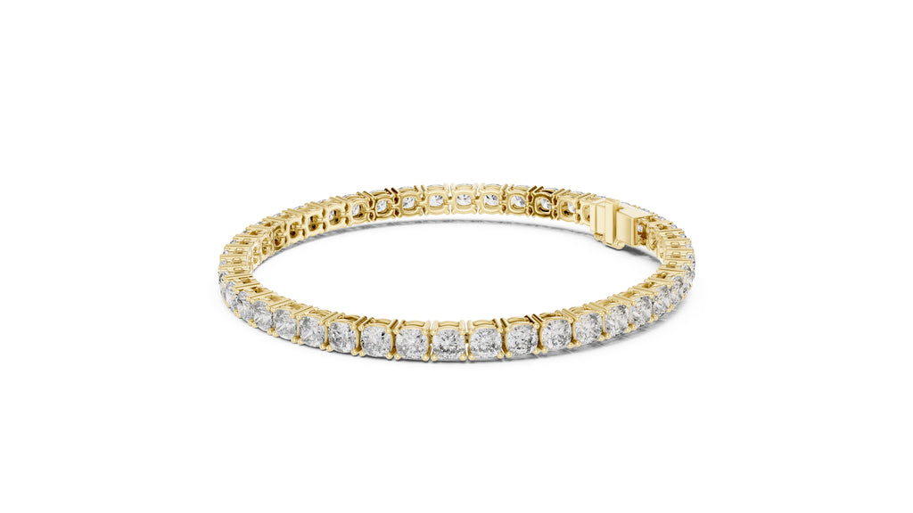 Cushion-Cut Lab-Grown Tennis Bracelet Yellow Gold