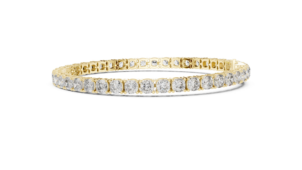 Cushion-Cut Lab-Grown Tennis Bracelet Yellow Gold